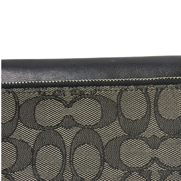Coach Slim Wallet trifold Checkbook Black Signature Monogram - Picture 3 of 8